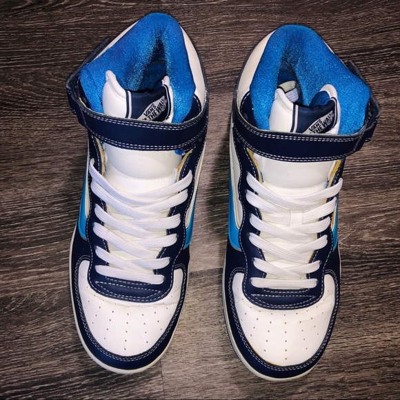 Vans Off the Wall Blue/white High-Top Sneakers - Picture 5 of 6